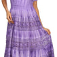 Sakkas Laney Tie Dye Lace Smocked Empire Waist Long Picot Hem Dress