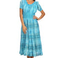 Sakkas Laney Tie Dye Lace Smocked Empire Waist Long Picot Hem Dress