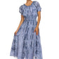 Sakkas Melissa Two Tone Dyed Tiered Smocked Waist Long Dress With Short Sleeves