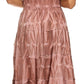 Sakkas Melissa Two Tone Dyed Tiered Smocked Waist Long Dress With Short Sleeves
