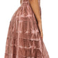 Sakkas Melissa Two Tone Dyed Tiered Smocked Waist Long Dress With Short Sleeves