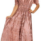 Sakkas Melissa Two Tone Dyed Tiered Smocked Waist Long Dress With Short Sleeves