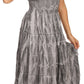 Sakkas Melissa Two Tone Dyed Tiered Smocked Waist Long Dress With Short Sleeves