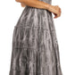 Sakkas Melissa Two Tone Dyed Tiered Smocked Waist Long Dress With Short Sleeves