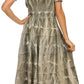 Sakkas Melissa Two Tone Dyed Tiered Smocked Waist Long Dress With Short Sleeves