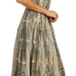 Sakkas Melissa Two Tone Dyed Tiered Smocked Waist Long Dress With Short Sleeves