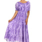 Sakkas Melissa Two Tone Dyed Tiered Smocked Waist Long Dress With Short Sleeves