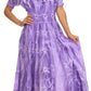 Sakkas Melissa Two Tone Dyed Tiered Smocked Waist Long Dress With Short Sleeves