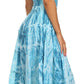 Sakkas Melissa Two Tone Dyed Tiered Smocked Waist Long Dress With Short Sleeves