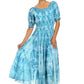Sakkas Melissa Two Tone Dyed Tiered Smocked Waist Long Dress With Short Sleeves