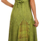 Sakkas Iris Plaid Stonewashed Rayon Embroidered Adjustable Spaghetti Straps Dress