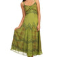 Sakkas Iris Plaid Stonewashed Rayon Embroidered Adjustable Spaghetti Straps Dress