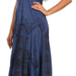 Sakkas Iris Plaid Stonewashed Rayon Embroidered Adjustable Spaghetti Straps Dress