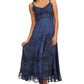 Sakkas Iris Plaid Stonewashed Rayon Embroidered Adjustable Spaghetti Straps Dress