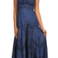 Sakkas Iris Plaid Stonewashed Rayon Embroidered Adjustable Spaghetti Straps Dress