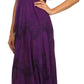 Sakkas Iris Plaid Stonewashed Rayon Embroidered Adjustable Spaghetti Straps Dress