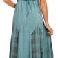 Sakkas Iris Plaid Stonewashed Rayon Embroidered Adjustable Spaghetti Straps Dress