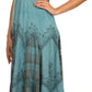 Sakkas Iris Plaid Stonewashed Rayon Embroidered Adjustable Spaghetti Straps Dress