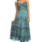 Sakkas Iris Plaid Stonewashed Rayon Embroidered Adjustable Spaghetti Straps Dress