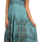Sakkas Iris Plaid Stonewashed Rayon Embroidered Adjustable Spaghetti Straps Dress