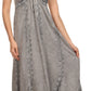 Sakkas Allie Stonewashed Embroidered Adjustable Spaghetti Straps Long Dress