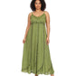 Sakkas Allie Stonewashed Embroidered Adjustable Spaghetti Straps Long Dress