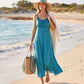 Sakkas Allie Stonewashed Embroidered Adjustable Spaghetti Straps Long Dress