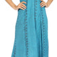 Sakkas Allie Stonewashed Embroidered Adjustable Spaghetti Straps Long Dress