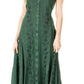 Sakkas Maya Floral Embroidered Sleeveless Button Up Rayon Dress