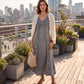 Sakkas Maya Floral Embroidered Sleeveless Button Up Rayon Dress