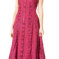 Sakkas Maya Floral Embroidered Sleeveless Button Up Rayon Dress