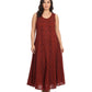 Sakkas Maya Floral Embroidered Sleeveless Button Up Rayon Dress