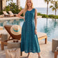 Sakkas Maya Floral Embroidered Sleeveless Button Up Rayon Dress