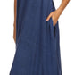 Sakkas Emma Relaxed Fit Scoop Neck Double Layered with Fringe Tank Dress