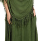 Sakkas Emma Relaxed Fit Scoop Neck Double Layered with Fringe Tank Dress