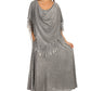 Sakkas Emma Relaxed Fit Scoop Neck Double Layered with Fringe Tank Dress