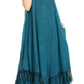 Sakkas Emma Relaxed Fit Scoop Neck Double Layered with Fringe Tank Dress