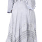 Sakkas Mirabel Stonewashed Corset Style Floral Emboridery Kimono Sleeve Dress
