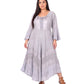 Sakkas Mirabel Stonewashed Corset Style Floral Emboridery Kimono Sleeve Dress