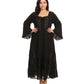Sakkas Mirabel Stonewashed Corset Style Floral Emboridery Kimono Sleeve Dress