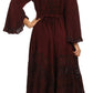 Sakkas Mirabel Stonewashed Corset Style Floral Emboridery Kimono Sleeve Dress