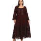 Sakkas Mirabel Stonewashed Corset Style Floral Emboridery Kimono Sleeve Dress