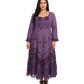 Sakkas Mirabel Stonewashed Corset Style Floral Emboridery Kimono Sleeve Dress