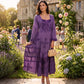 Sakkas Mirabel Stonewashed Corset Style Floral Emboridery Kimono Sleeve Dress