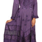 Sakkas Mirabel Stonewashed Corset Style Floral Emboridery Kimono Sleeve Dress