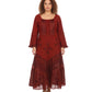 Sakkas Mirabel Stonewashed Corset Style Floral Emboridery Kimono Sleeve Dress