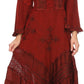 Sakkas Mirabel Stonewashed Corset Style Floral Emboridery Kimono Sleeve Dress