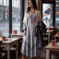 Sakkas Mirabel Stonewashed Corset Style Floral Emboridery Kimono Sleeve Dress