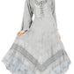 Sakkas Mirabel Stonewashed Corset Style Floral Emboridery Kimono Sleeve Dress