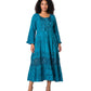 Sakkas Mirabel Stonewashed Corset Style Floral Emboridery Kimono Sleeve Dress
